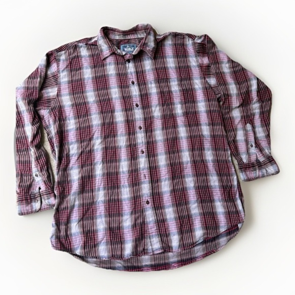 vtg woolrich flannel shirt Plaid Men XL Red‎ Brown